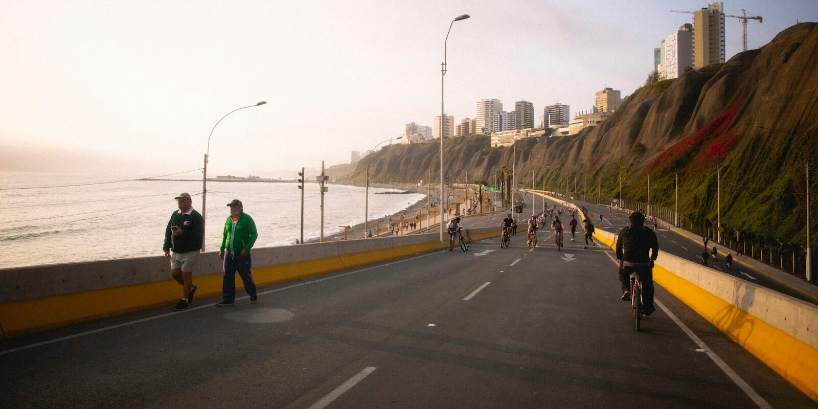 Malecón promenade in Miraflores at sunset