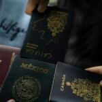 Mexican and foreign passports held by a traveller