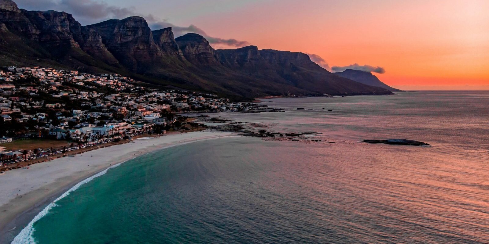 Sunset over a beach near Cape Town