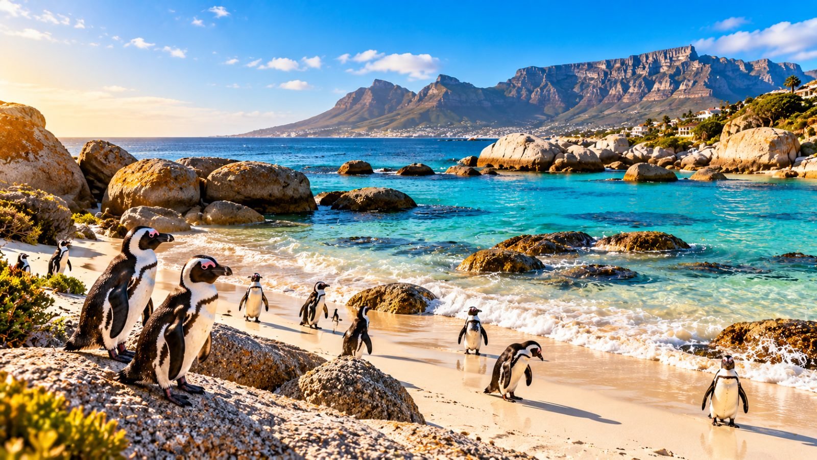 African penguins at Boulders Beach near Cape Town