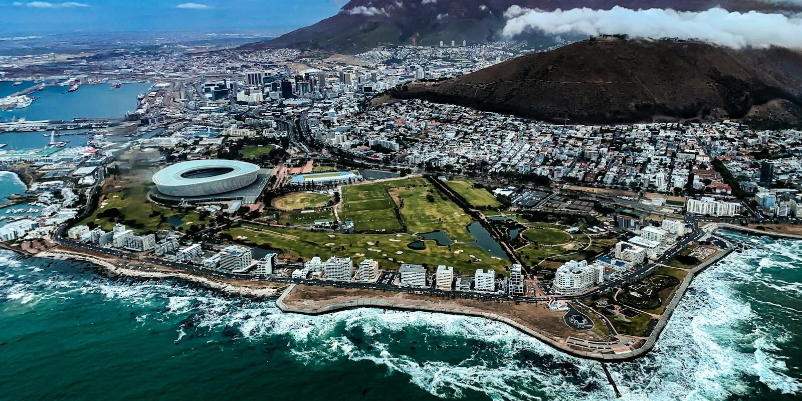Aerial view of Cape Town's Atlantic coastline