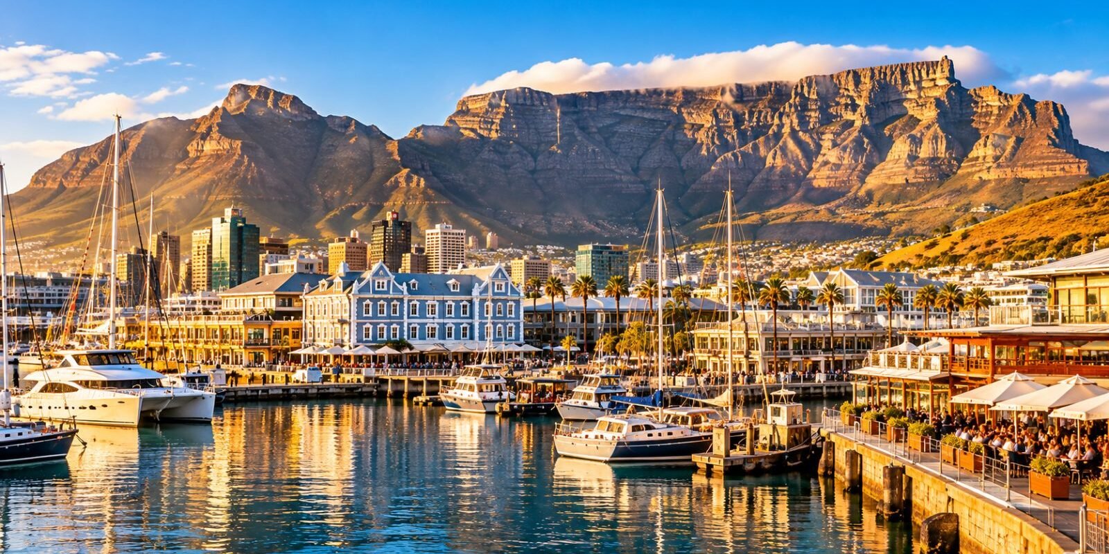Table Mountain above Cape Town and the V&A Waterfront