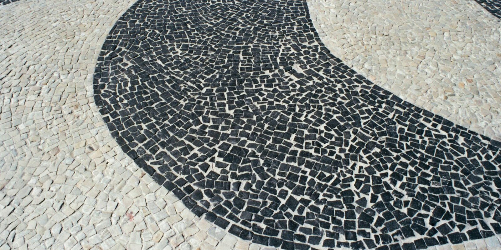 Wave-pattern mosaic promenade on Copacabana beach