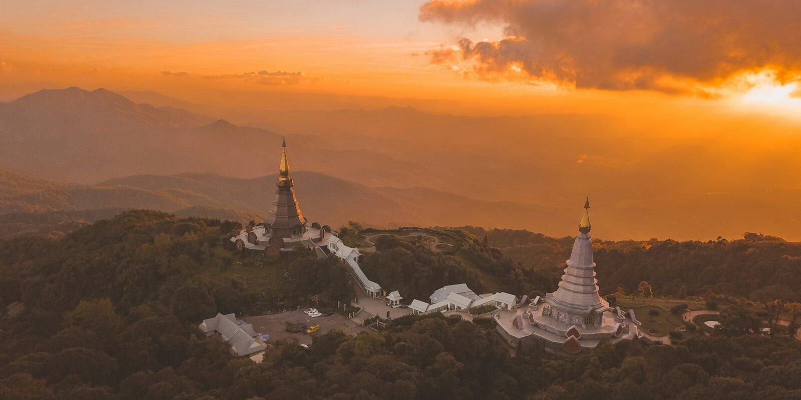 Pagoda on Doi Inthanon at sunset