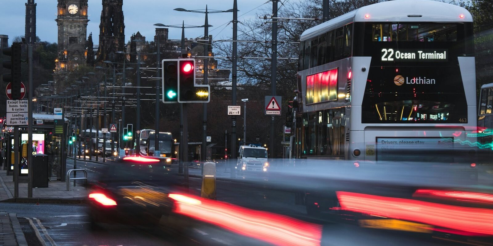 Edinburgh tram in the city centre