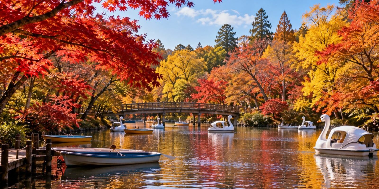 Inokashira Park pond in autumn, on the walk from Kichijoji to the Ghibli Museum
