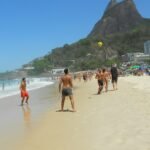Ipanema Beach with Two Brothers mountain in Rio de Janeiro