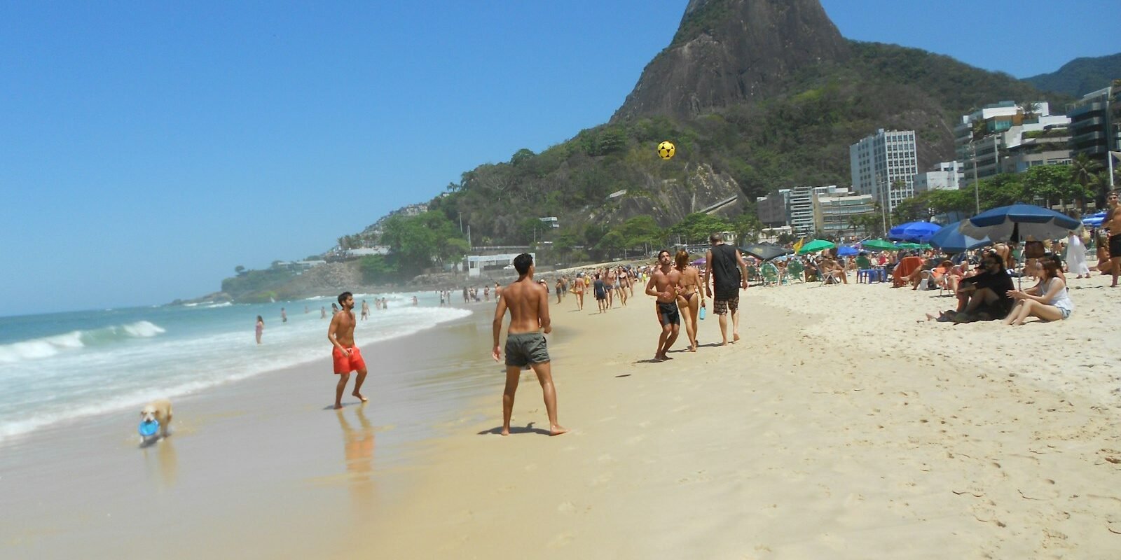 Ipanema Beach with Two Brothers mountain in Rio de Janeiro