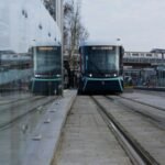 Modern tram on the T1 line in Istanbul