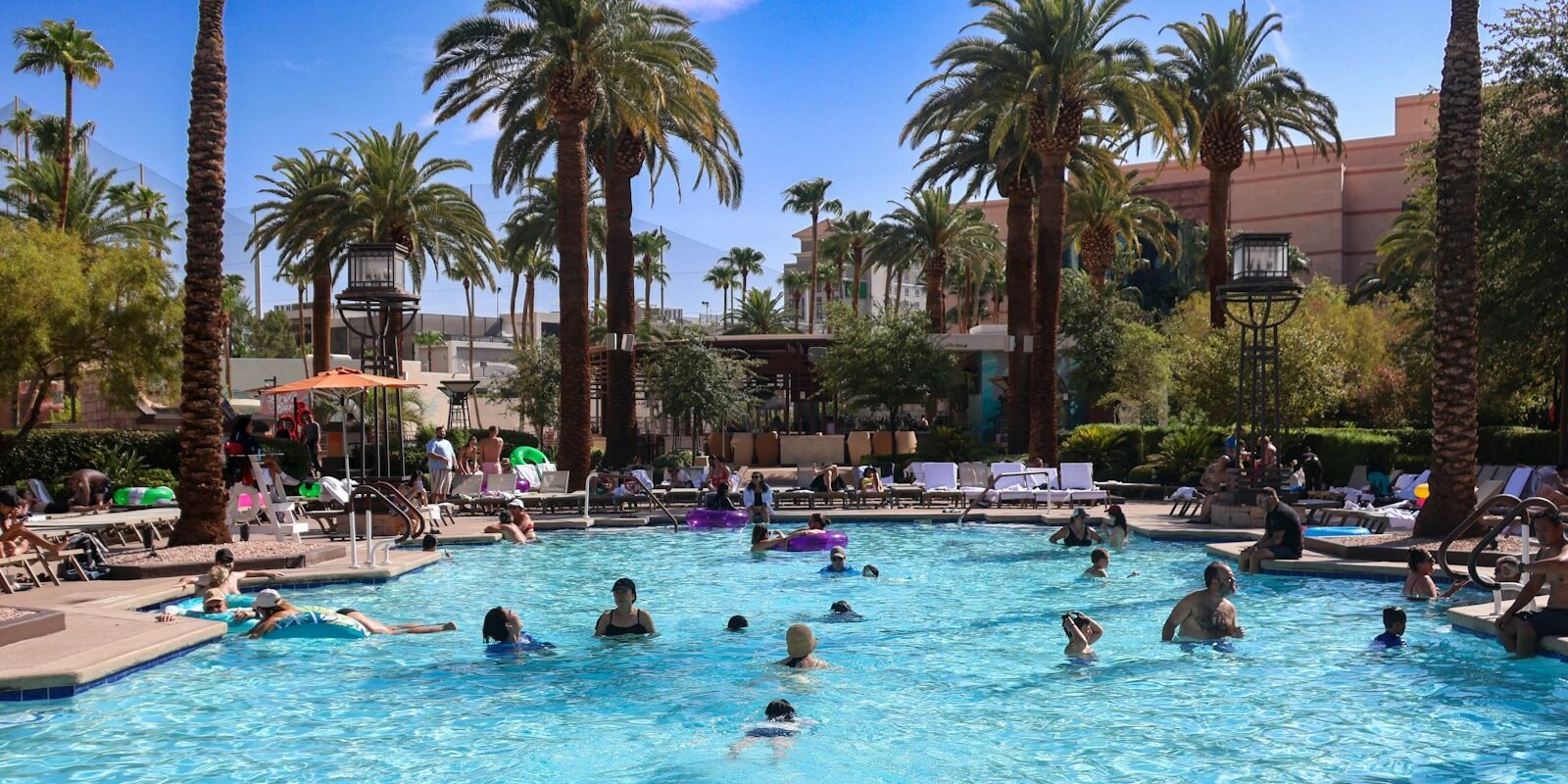 Resort pool with palm trees in Las Vegas