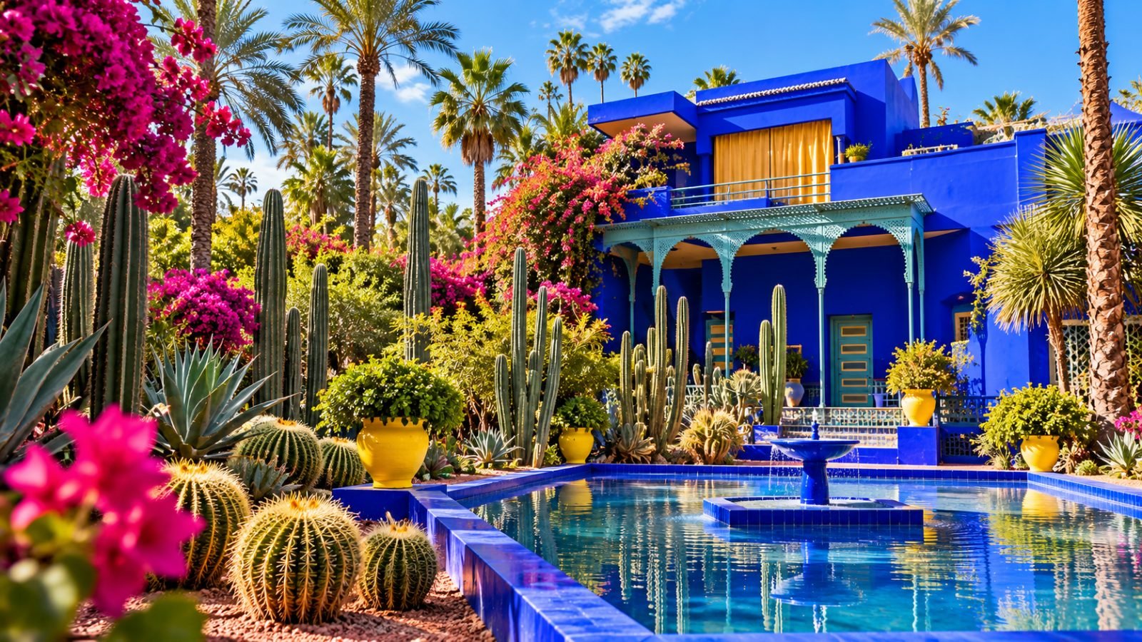 The blue villa of Jardin Majorelle in Marrakech