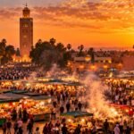 Jemaa el-Fna square in Marrakech at sunset