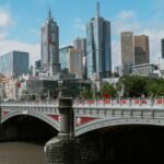 Melbourne skyline and Princes Bridge over the Yarra River