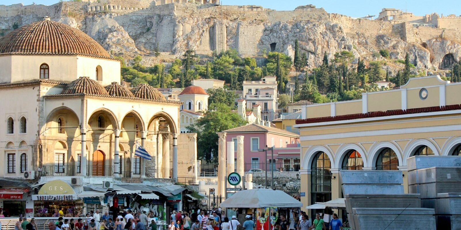 Monastiraki Square with the Acropolis behind, Athens
