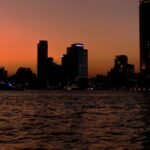 The Nile and Cairo skyline at sunset