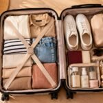 Neatly packed carry-on suitcase