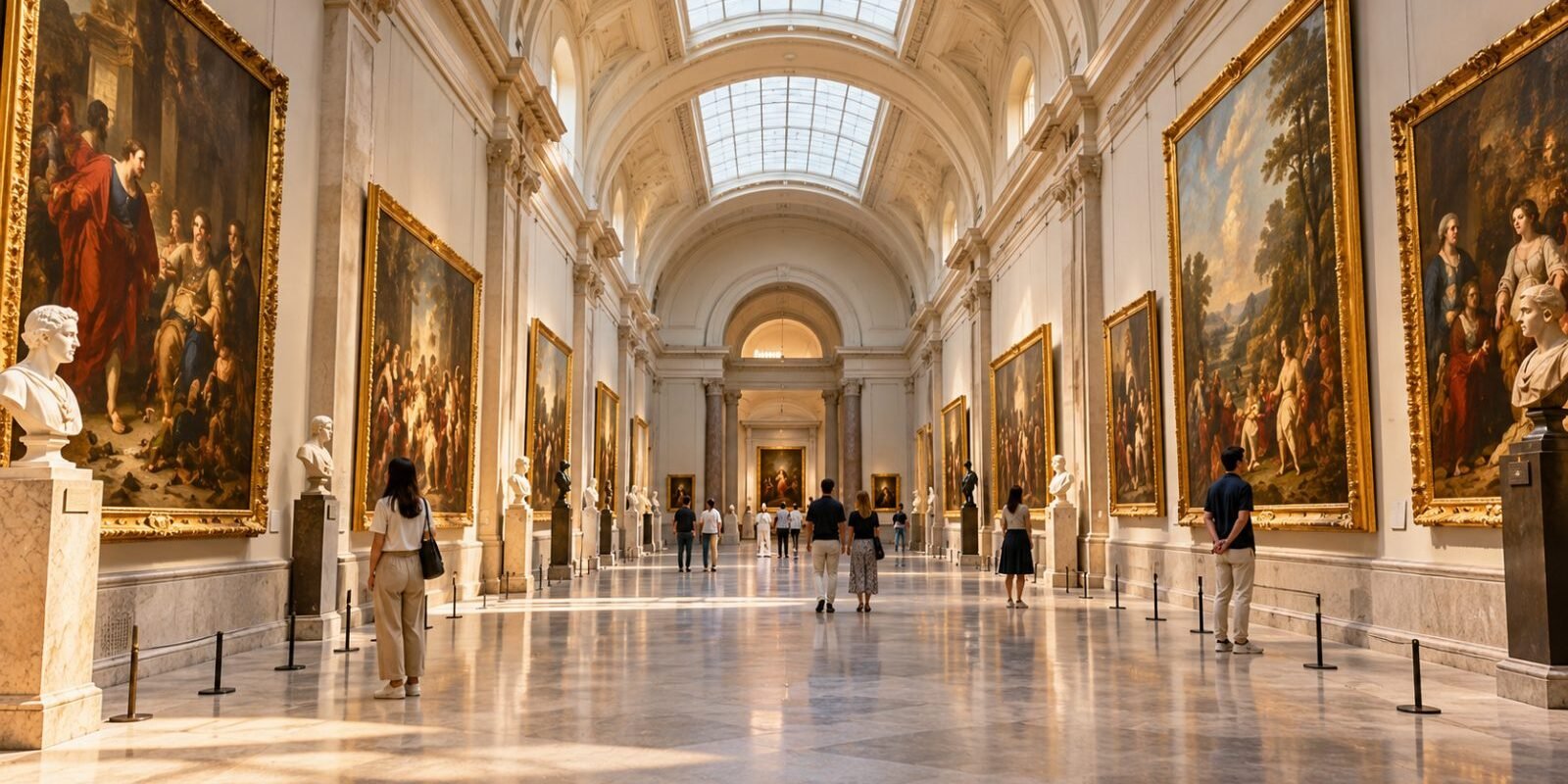 A grand gallery of old-master paintings in a Madrid art museum