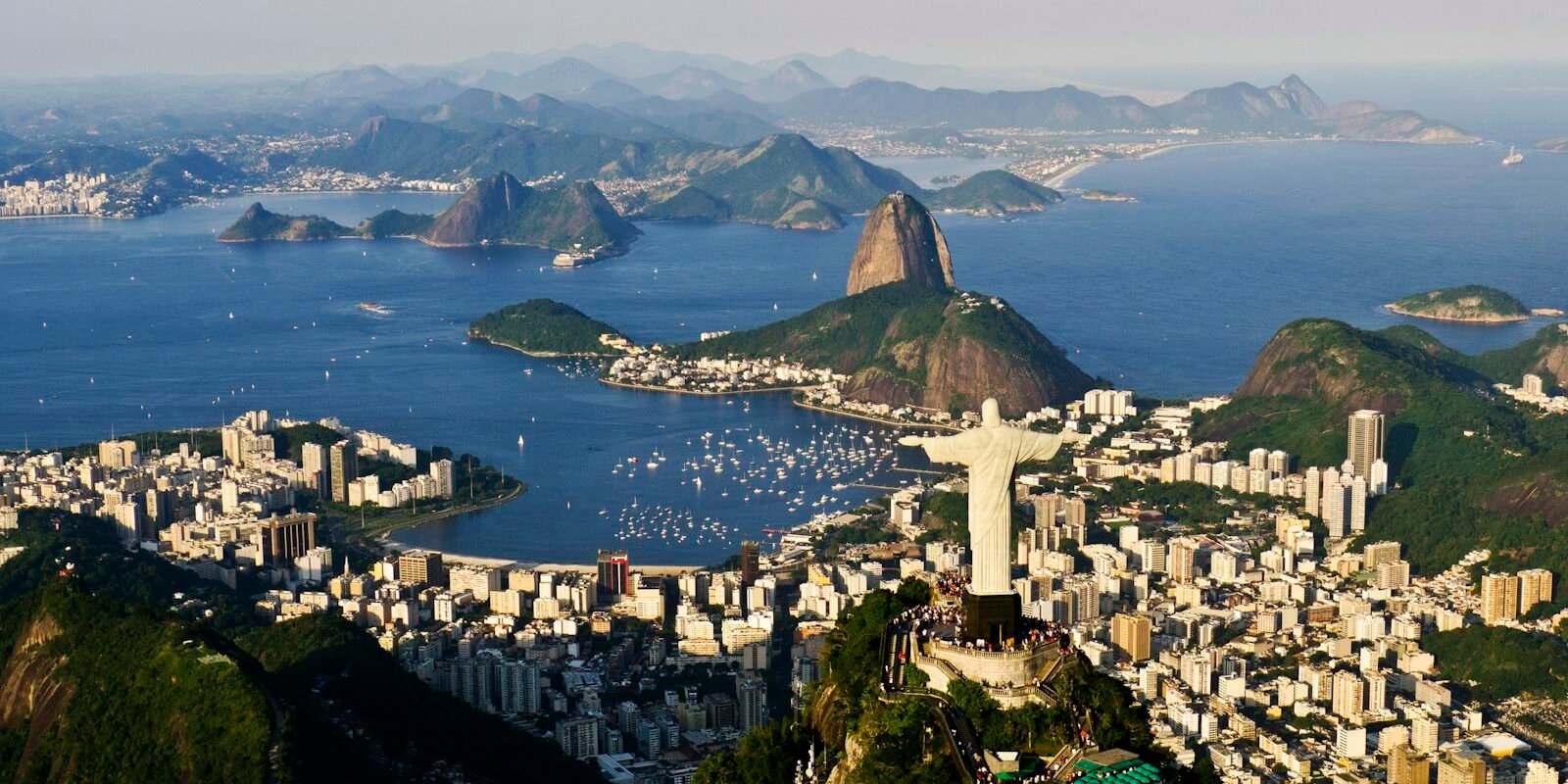 Christ the Redeemer overlooking Rio de Janeiro and Guanabara Bay