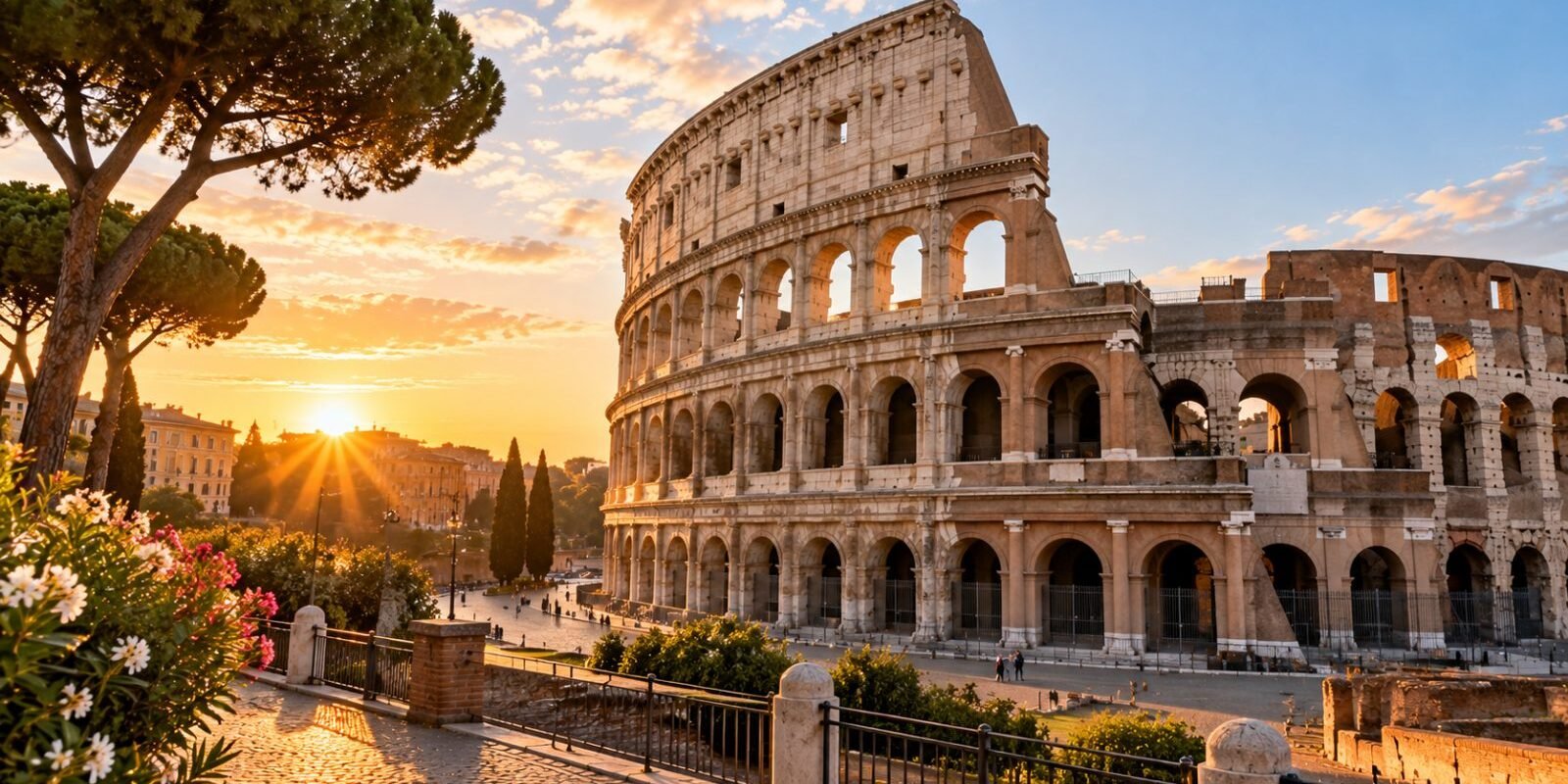 The Colosseum in Rome at sunrise