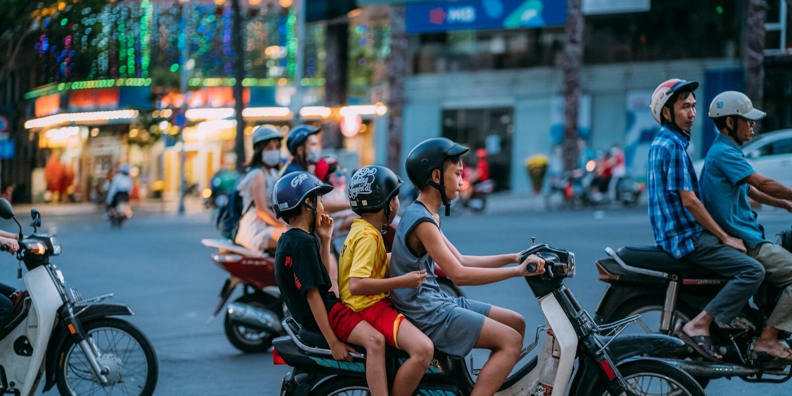 Motorbike traffic on a Saigon street
