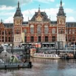 Amsterdam Centraal station seen from the water