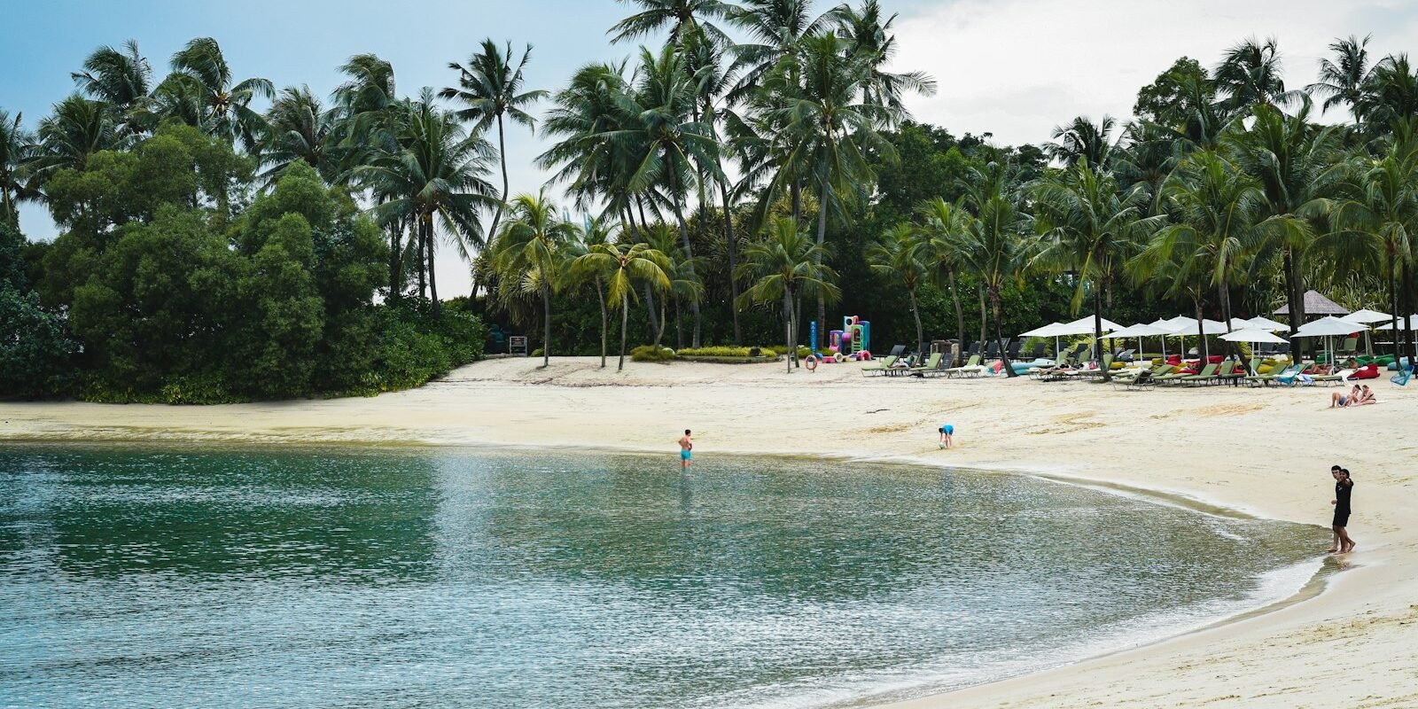 Palm-lined beach on Sentosa, Singapore