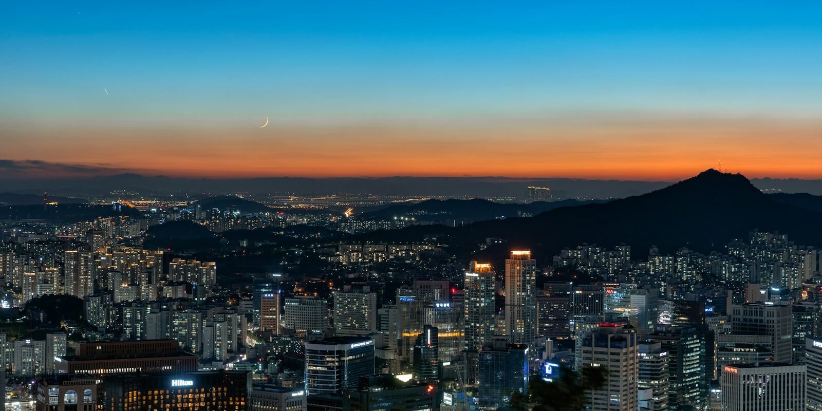 Seoul skyline at sunset