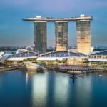 Marina Bay Sands and the Singapore skyline at dusk