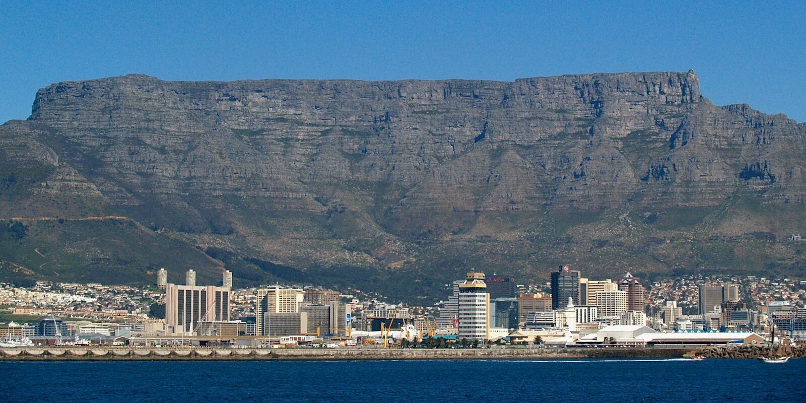 Table Mountain's flat summit above Cape Town