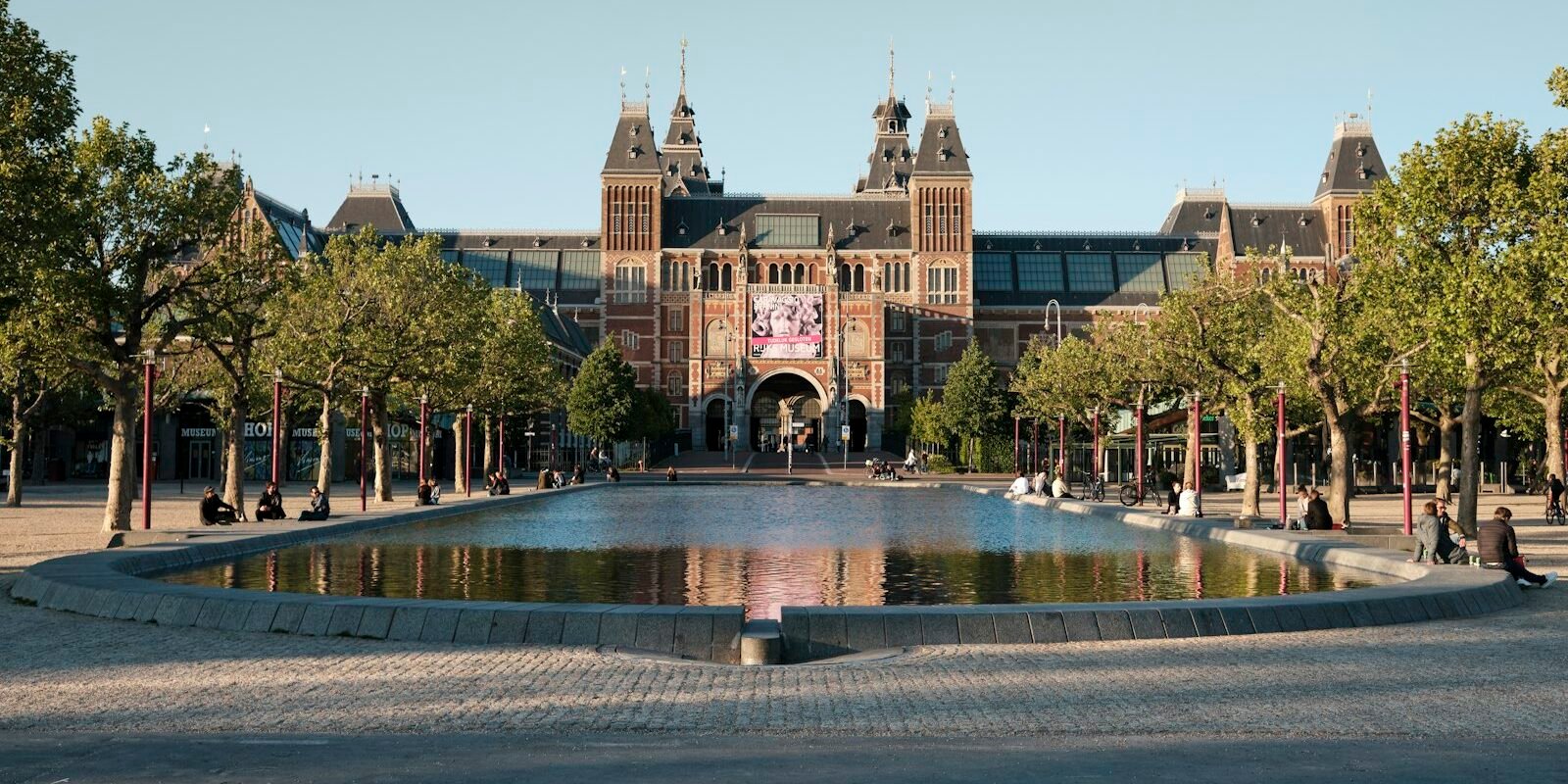 The Rijksmuseum seen from Museumplein
