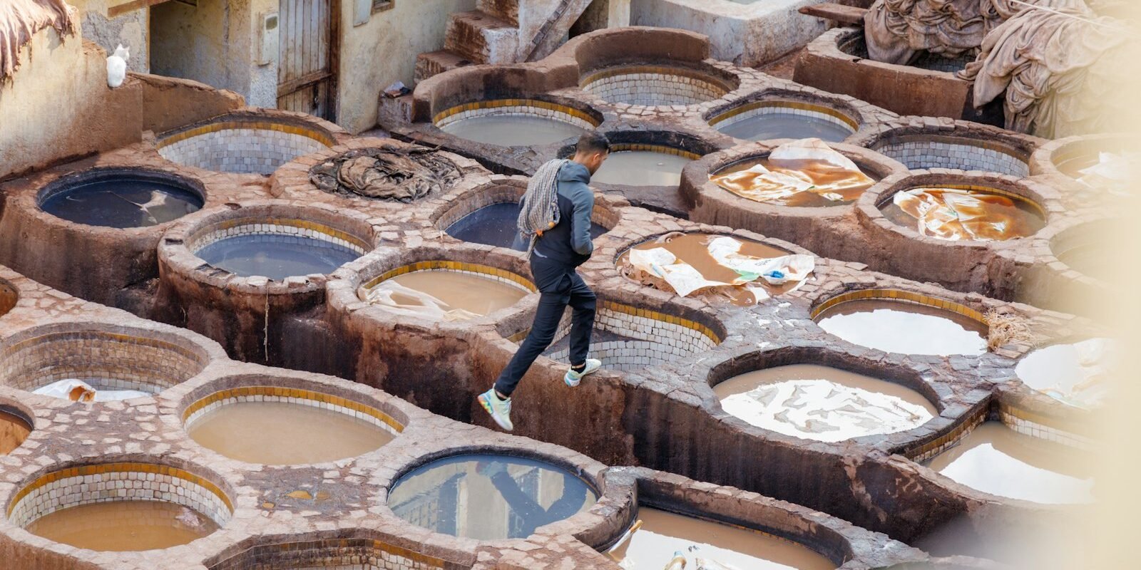 Dye pits of the Chouara tannery in Fes
