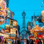 Shinsekai street and Tsutenkaku Tower in Osaka
