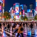 Shibuya crossing in Tokyo at night