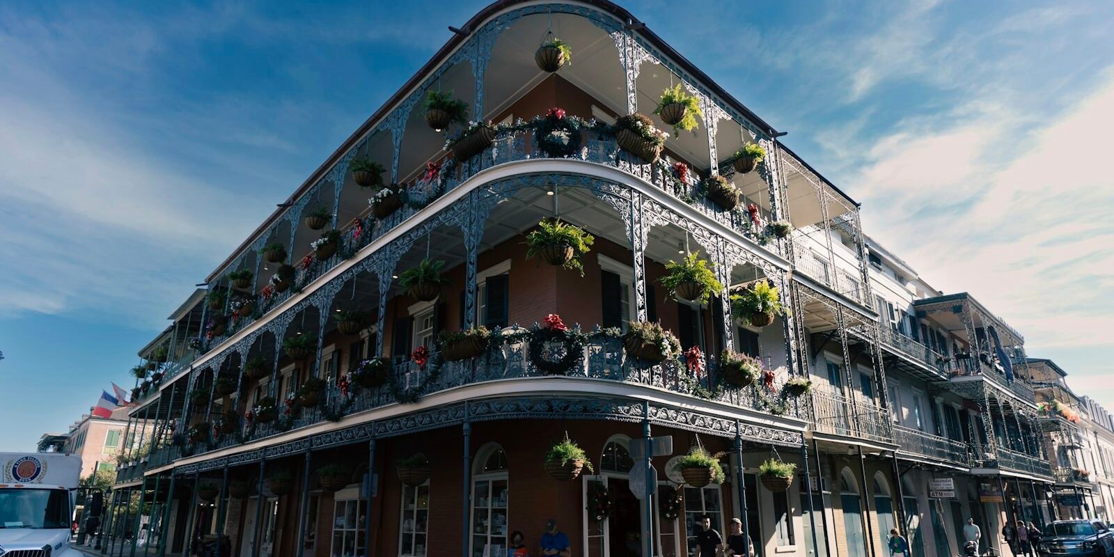 Historic buildings with balconies in the French Quarter